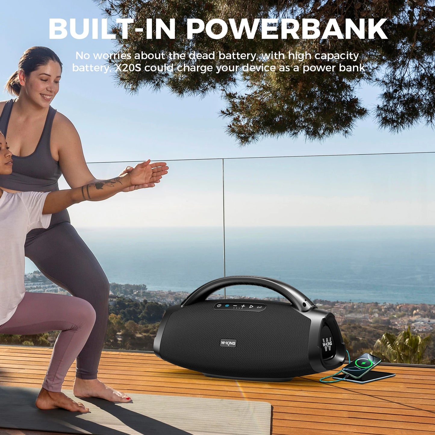 W-King 180W RMS Portable Bluetooth Speaker IPX7 Waterproof