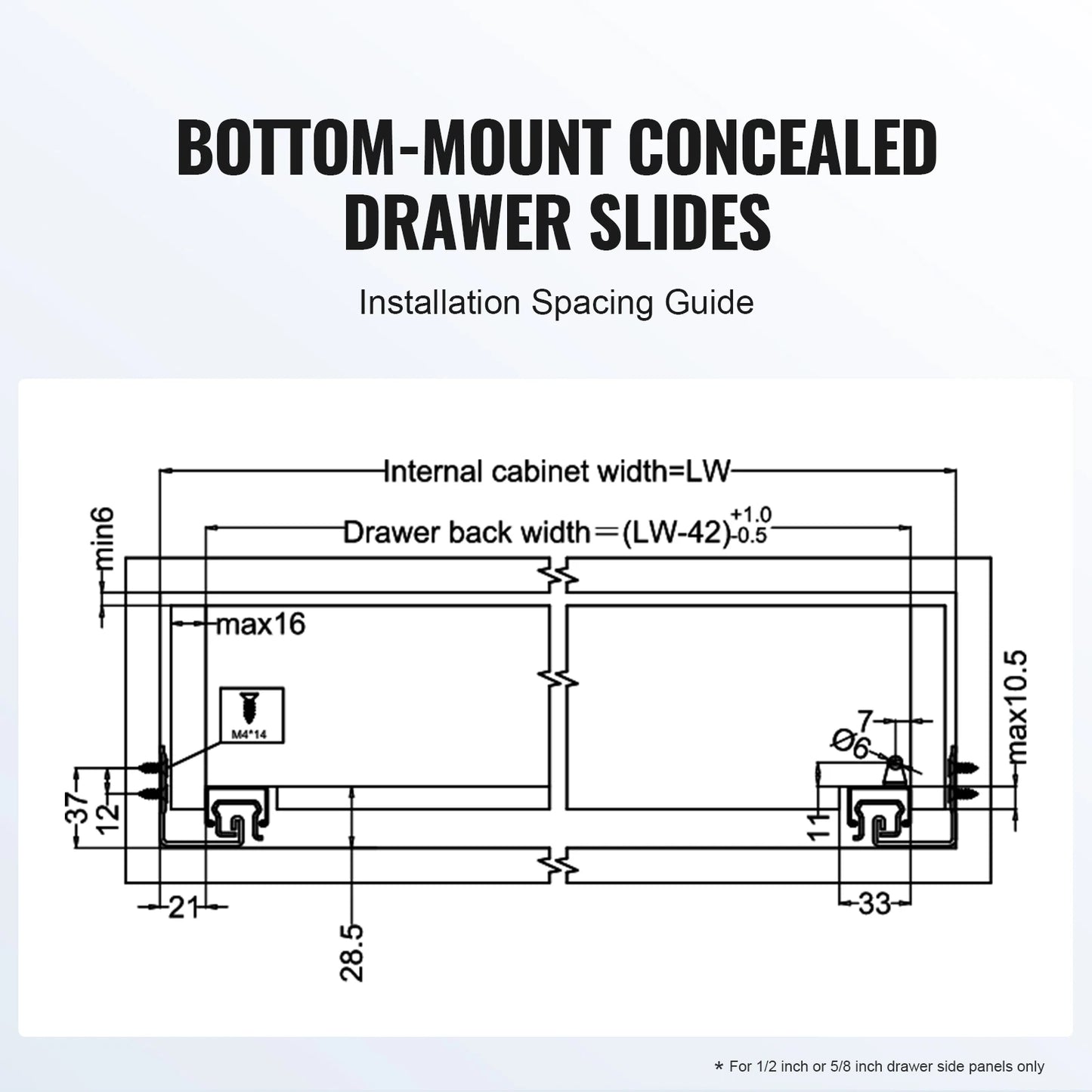 Drawer Slides Full Extension Soft Close Bottom Mount Rails