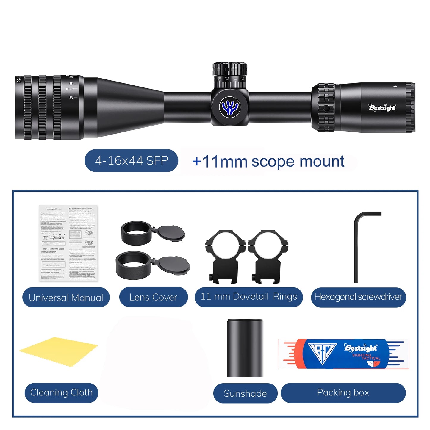 Bestsight 4 to 16x44 Tactical Rifle Scope Illuminated