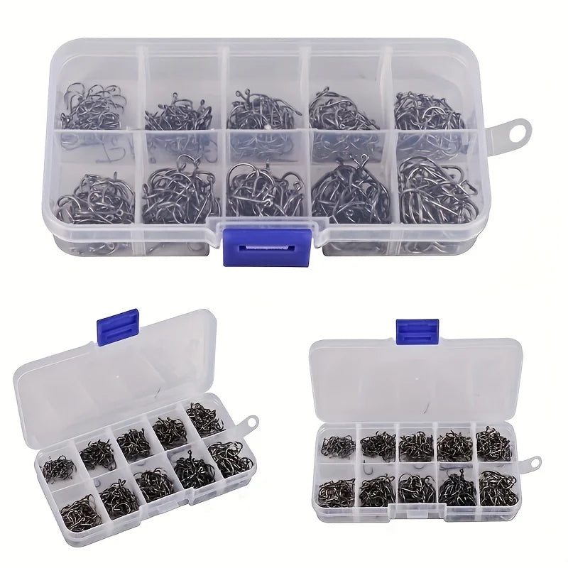500 Pcs Barbed Fishing Hooks Set In High-Carbon Steel