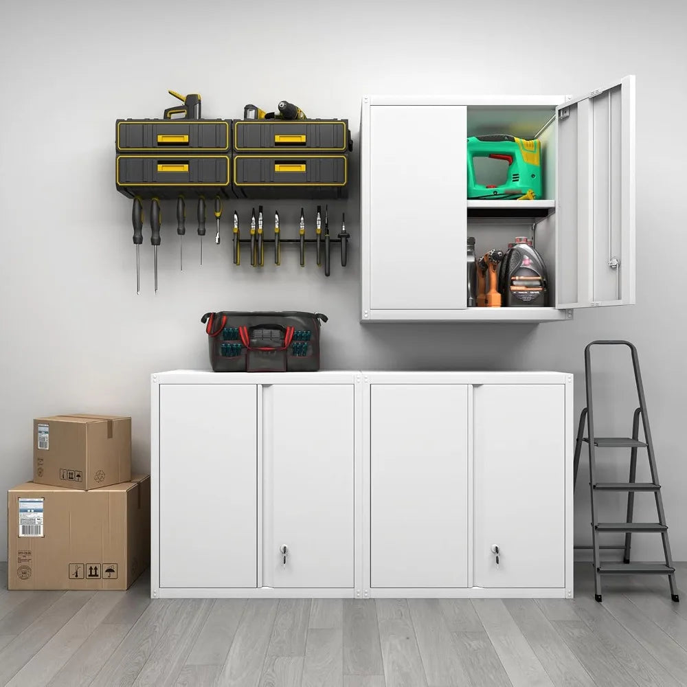 Locking Metal Wall Cabinet For Garage Wall Mounted Two Door