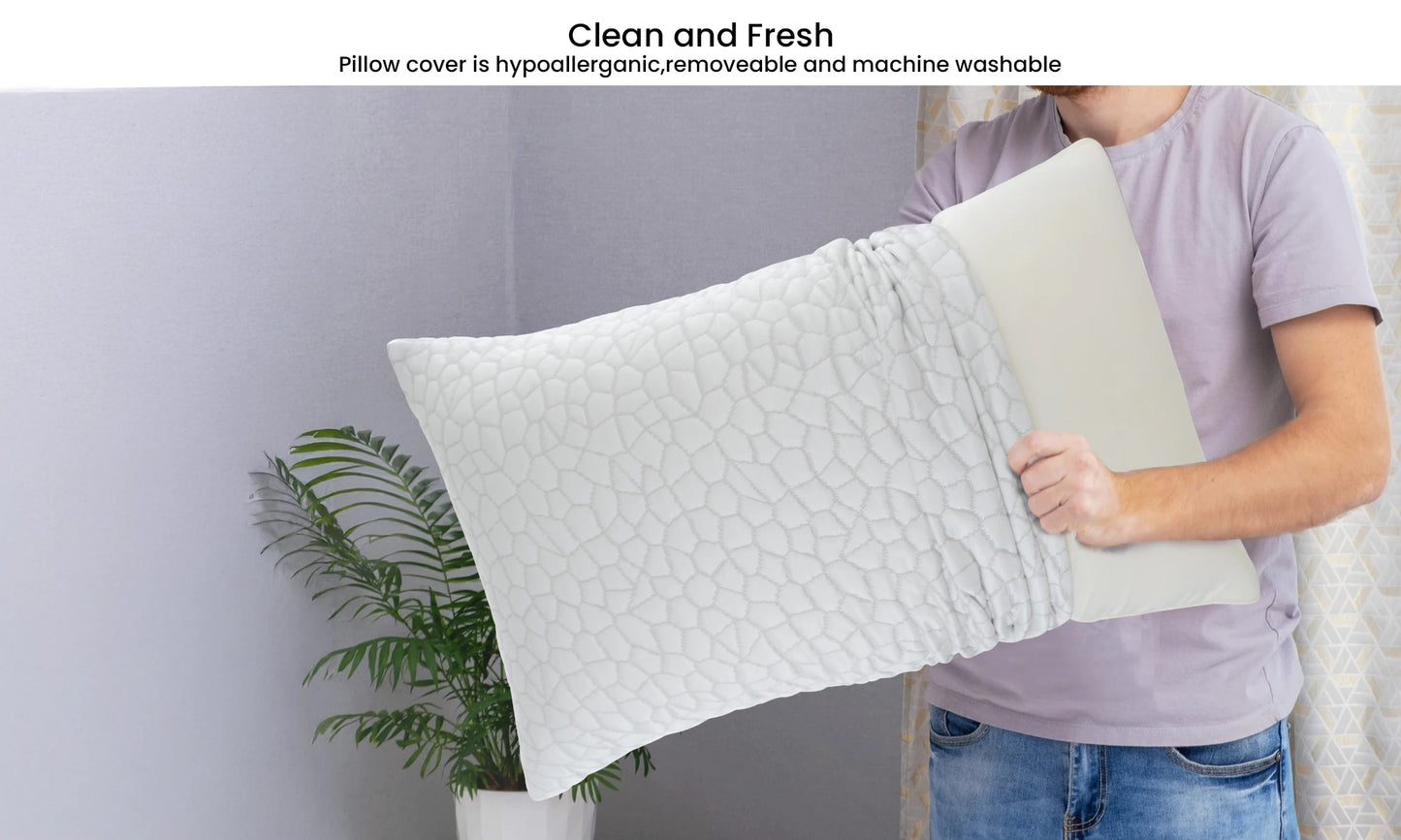 Shredded Memory Foam Pillows 2 Pack With Washable Cover