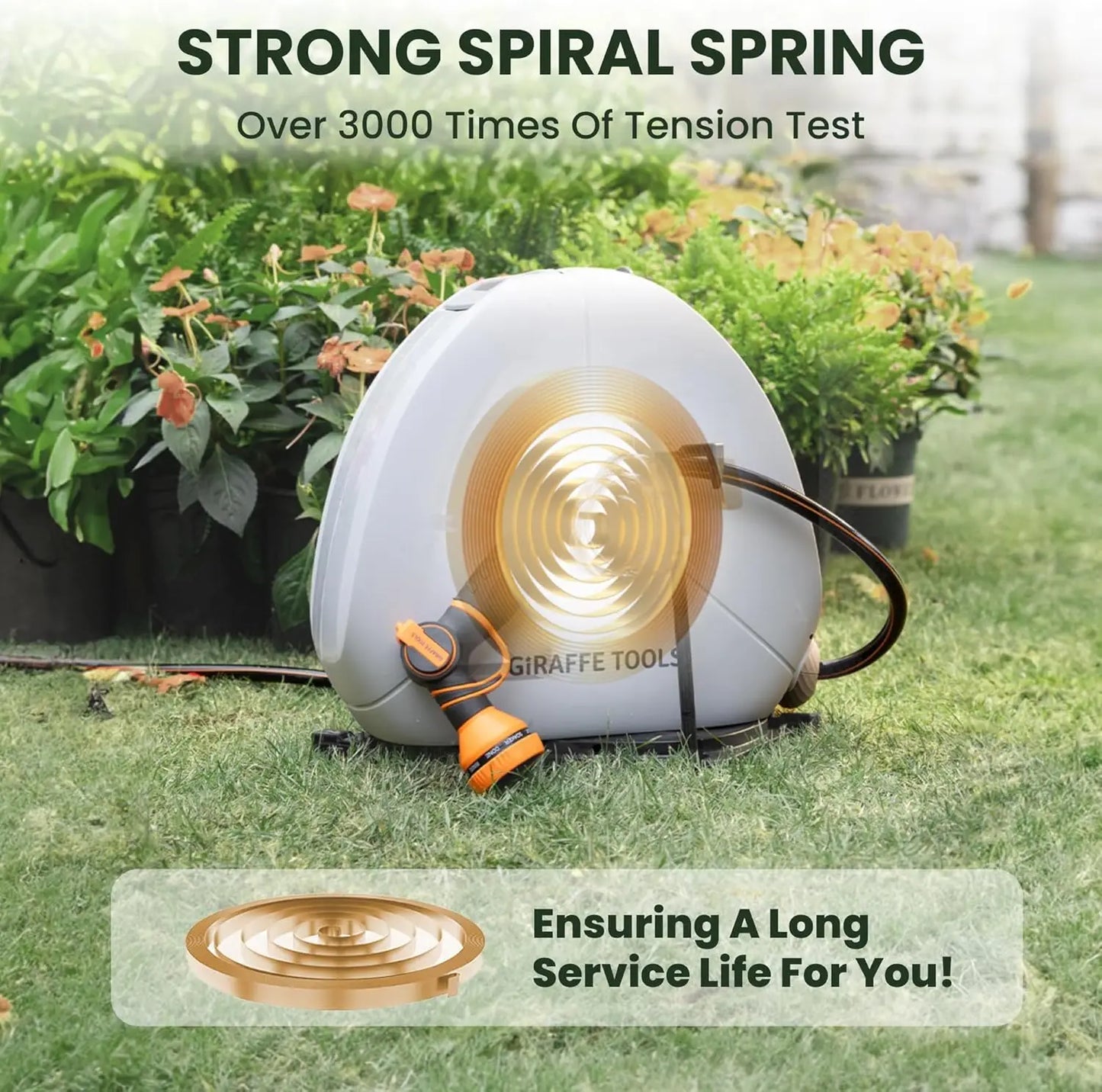Giraffe Tools Retractable Hose Reel With Automatic Rewind Lock