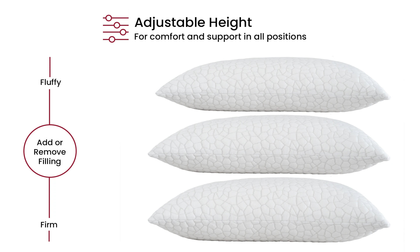 Shredded Memory Foam Pillows 2 Pack With Washable Cover