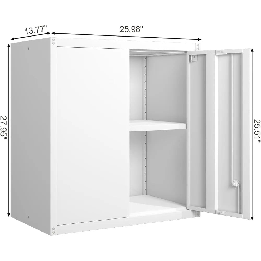 Locking Metal Wall Cabinet For Garage Wall Mounted Two Door