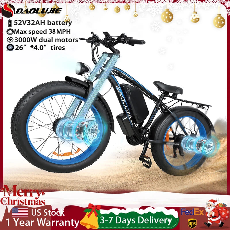 Baolujie Peak Dual Motor Electric Bicycle 3000W 5000W 48V
