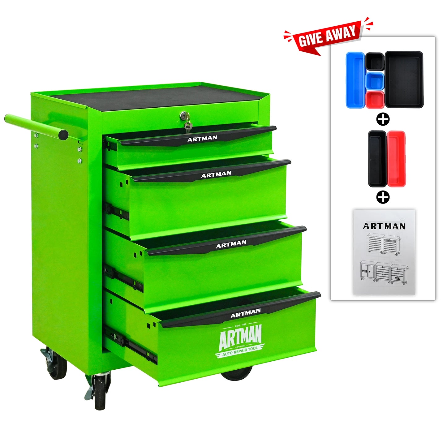 ARTMAN Rolling 7-Drawer Tool Chest Cabinet With Ball Bearing Slides