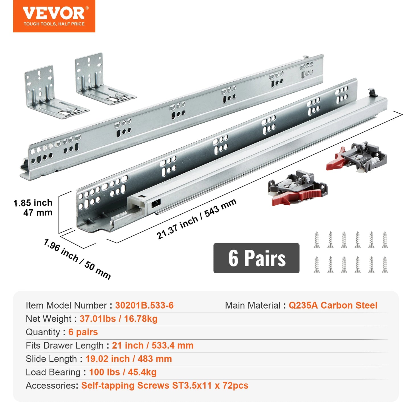 Drawer Slides Full Extension Soft Close Bottom Mount Rails