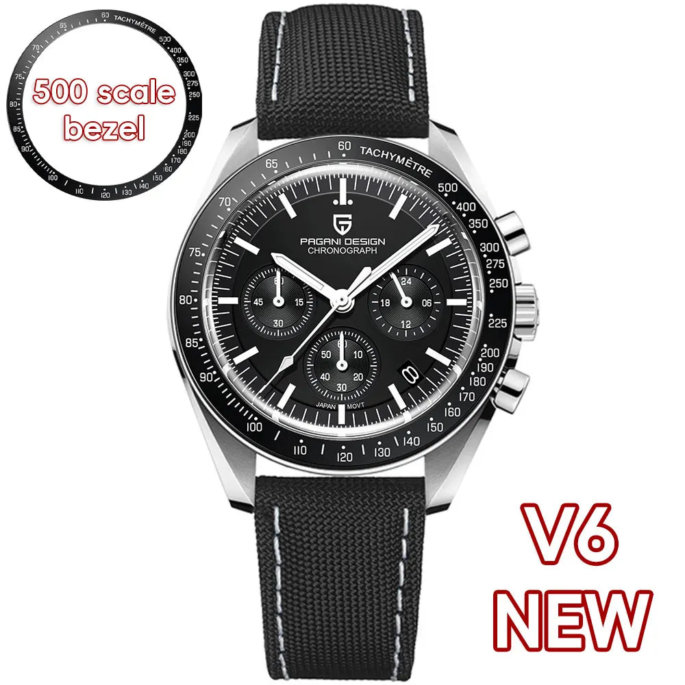 PAGANI DESIGN Saturn Mens Quartz Chronograph Watch AR Sapphire Crystal