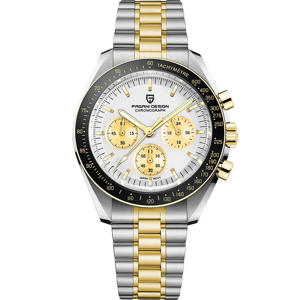 PAGANI DESIGN Saturn Mens Quartz Chronograph Watch AR Sapphire Crystal