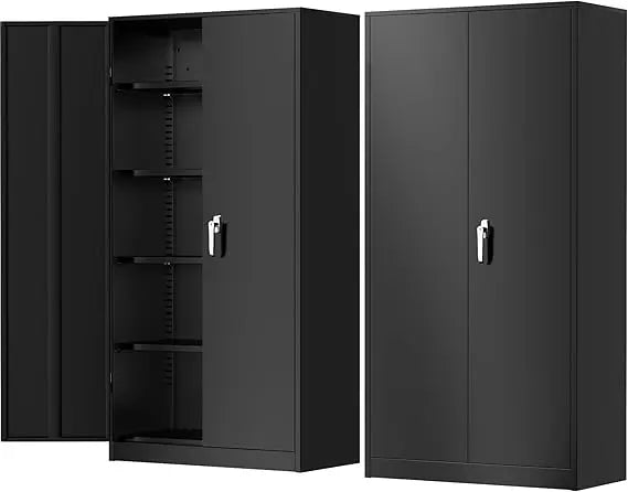 Metal Garage Storage Cabinet With Lock And Adjustable Shelves