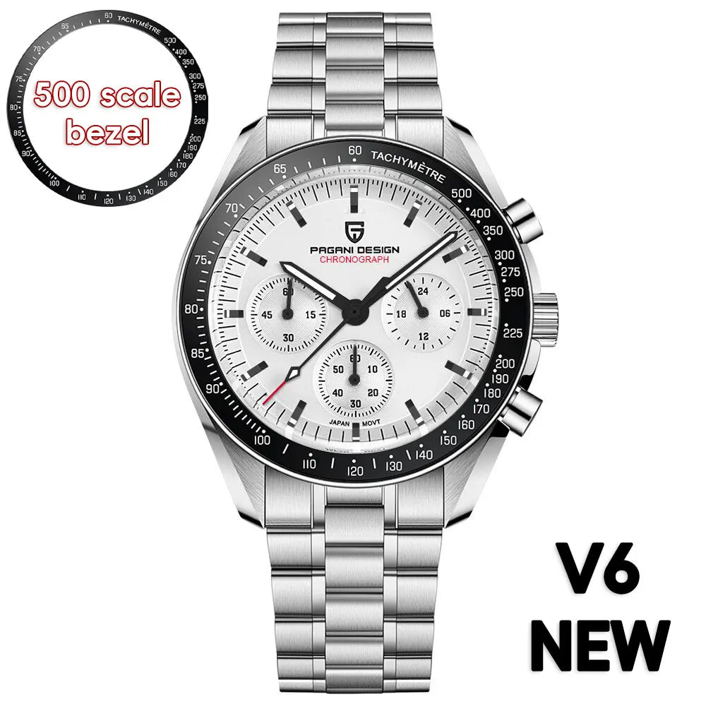 PAGANI DESIGN Saturn Mens Quartz Chronograph Watch AR Sapphire Crystal