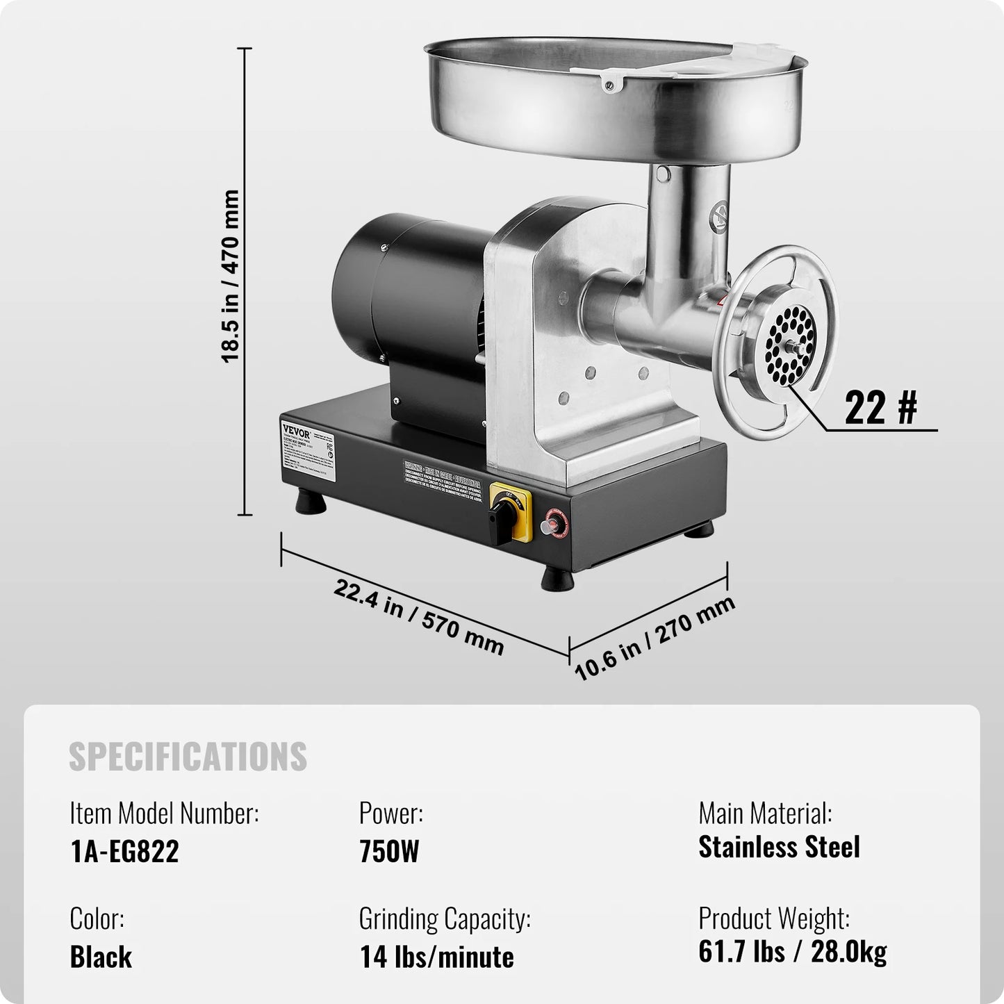 Succebuy Electric Meat Grinder Stainless Steel for Commercial Kitchen