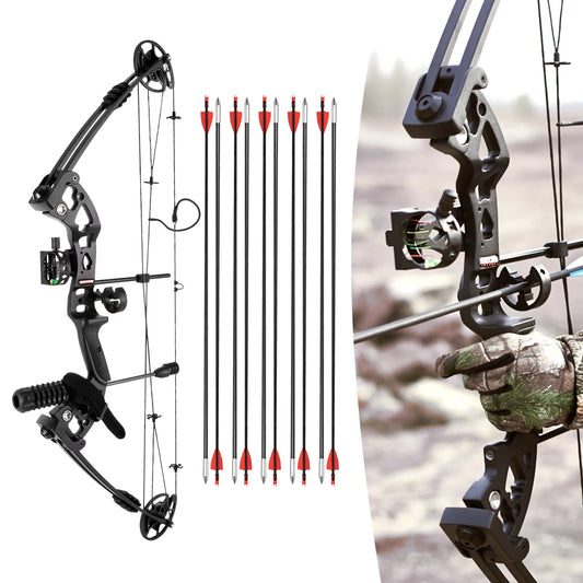 Right Handed Compound Bow Kit 12 Arrows 30 60Lbs Adjustable