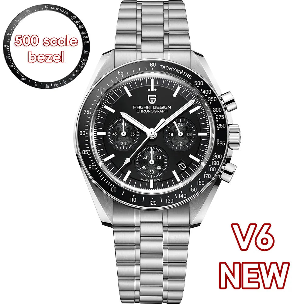 PAGANI DESIGN Saturn Mens Quartz Chronograph Watch AR Sapphire Crystal