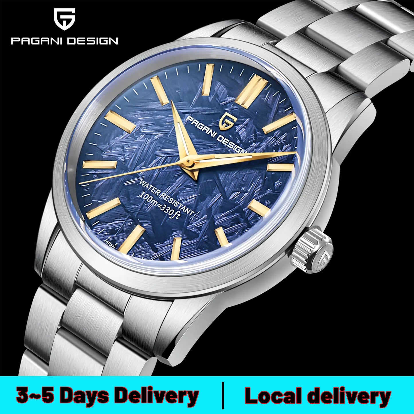PAGANI DESIGN Quartz Watch Ultra Thin Sapphire Mirror Stainless Steel Men