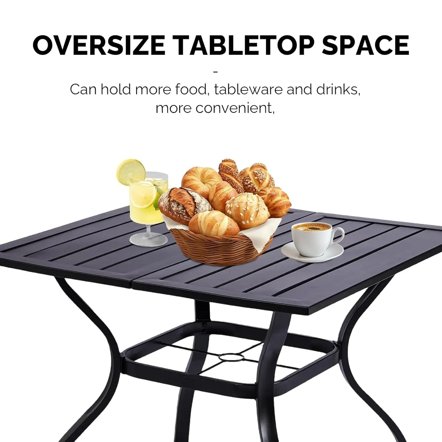 Outdoor Five Piece Dining Set With Square Table Umbrella Hole