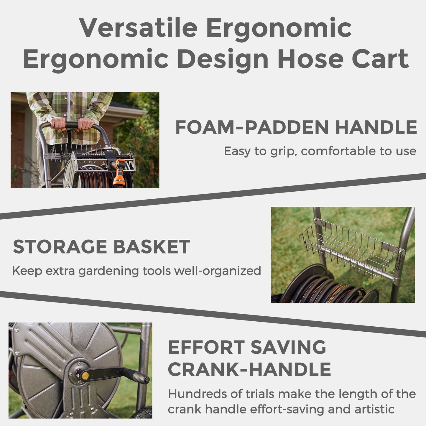 Giraffe Tools Heavy Duty Metal Hose Reel Cart With Wheels