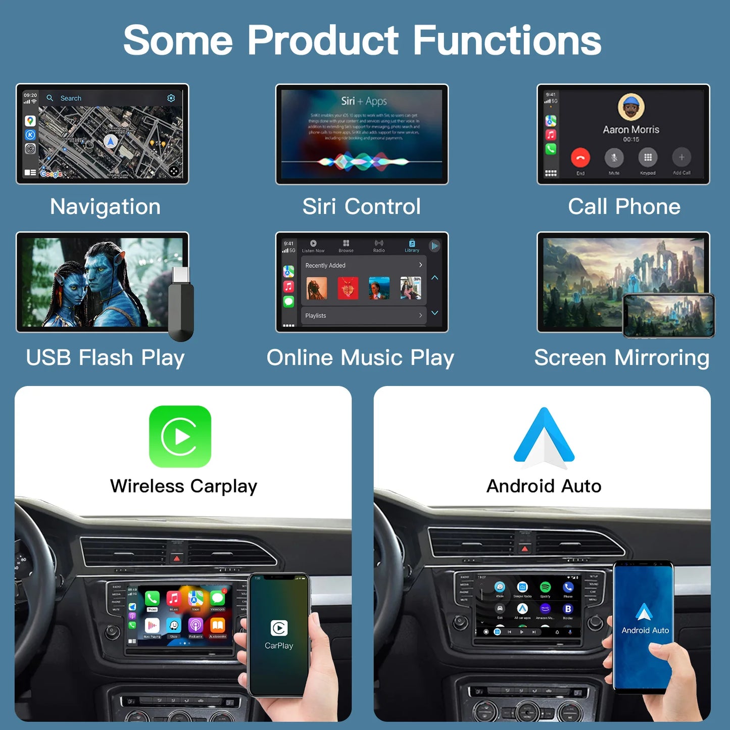 AUTOABC Wireless CarPlay Android Auto For VW Golf 7 Tiguan MIB1 MIB2 AirPlay