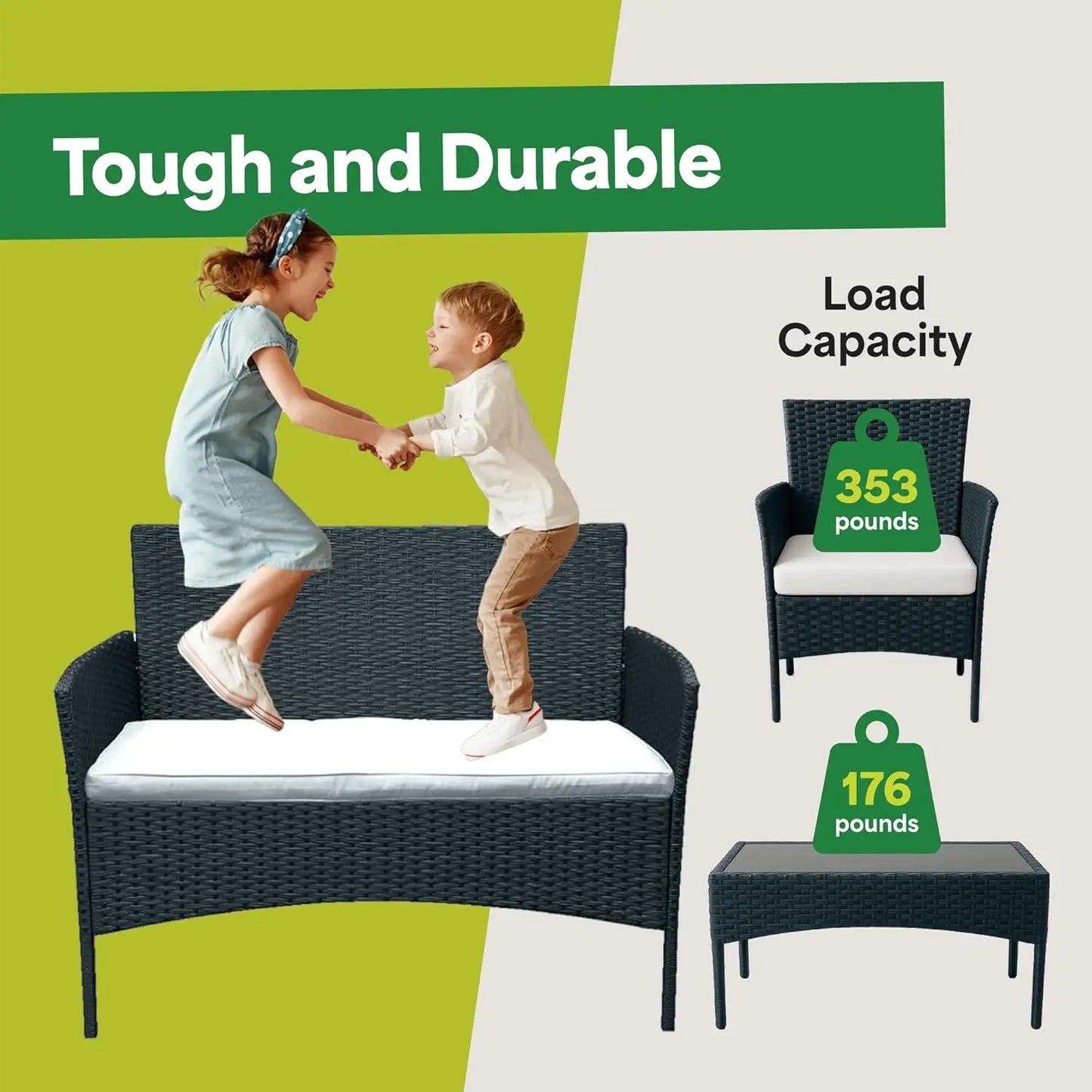 Xiaolang 4-Piece Outdoor Patio Furniture Set With Glass Top Table