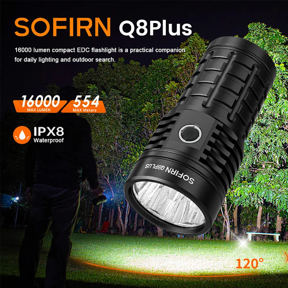 Sofirn Q8 Plus LED Flashlight 16000lm USB C Rechargeable