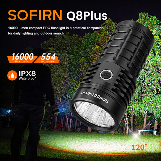 Sofirn Q8 Plus LED Flashlight 16000lm USB C Rechargeable