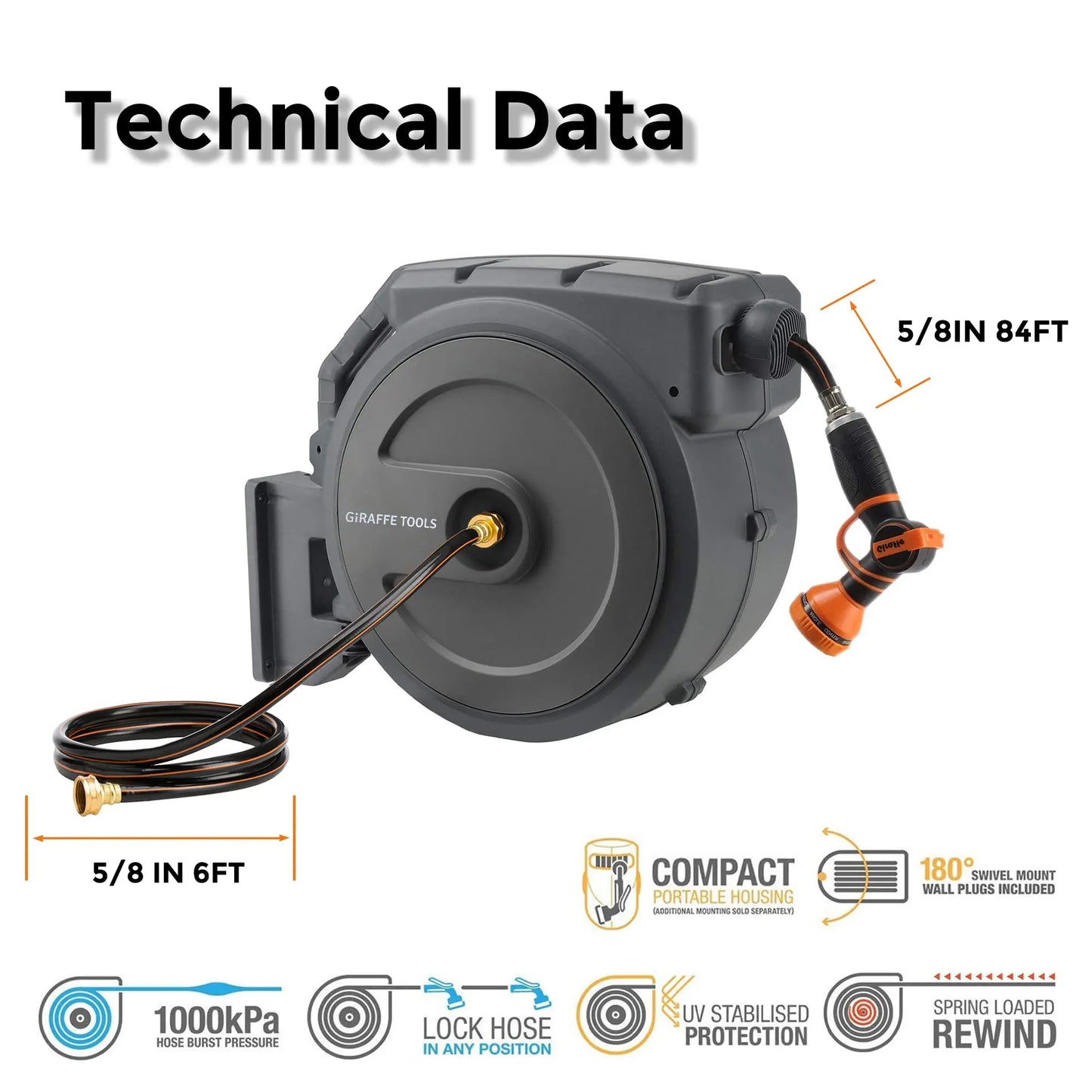 Giraffe Tools AW40 Retractable Hose Reel Automatic Rewind