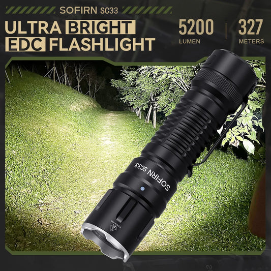 Sofirn SC33 LED Tactical Flashlight XHP70 5200lm Rechargeable