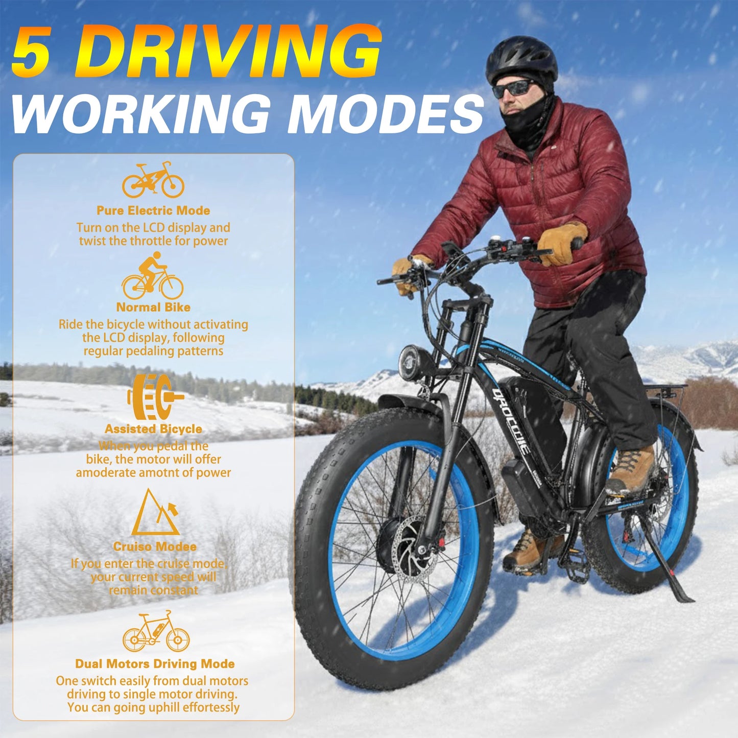 Baolujie Peak Dual Motor Electric Bicycle 3000W 5000W 48V