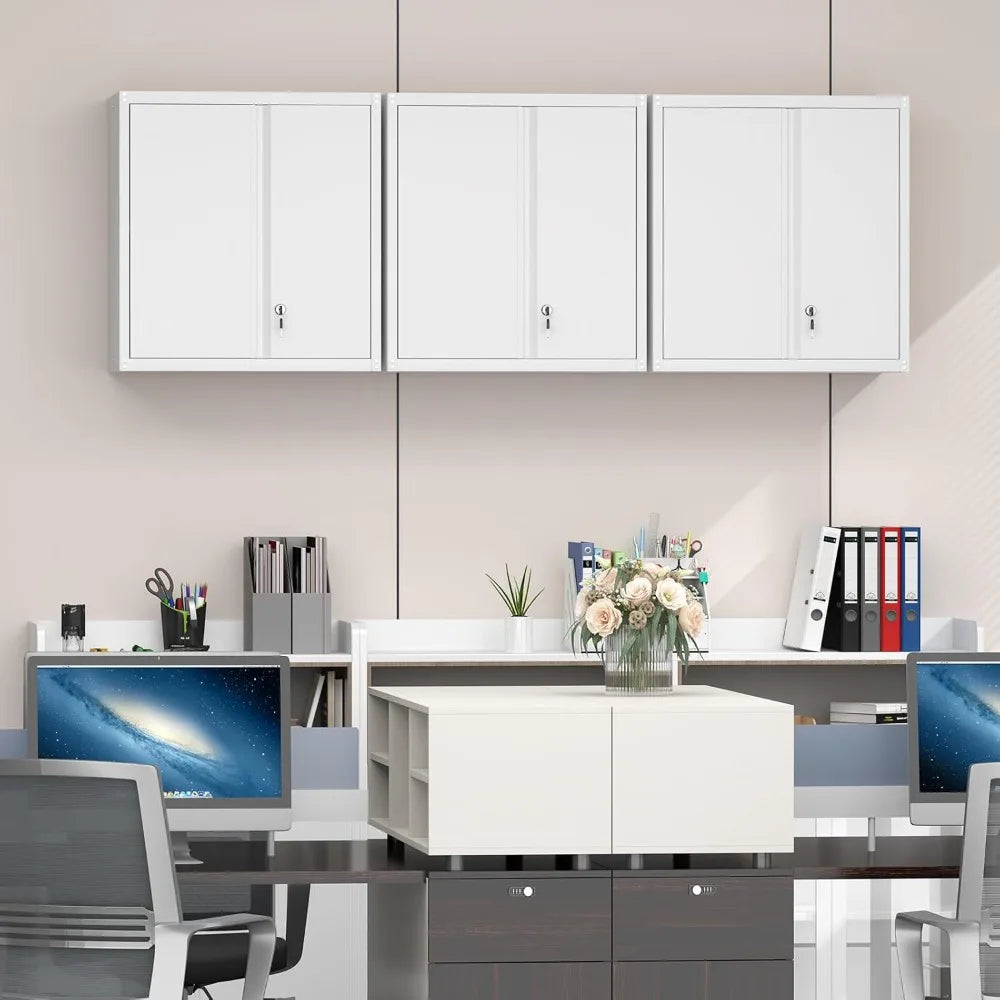 Locking Metal Wall Cabinet For Garage Wall Mounted Two Door