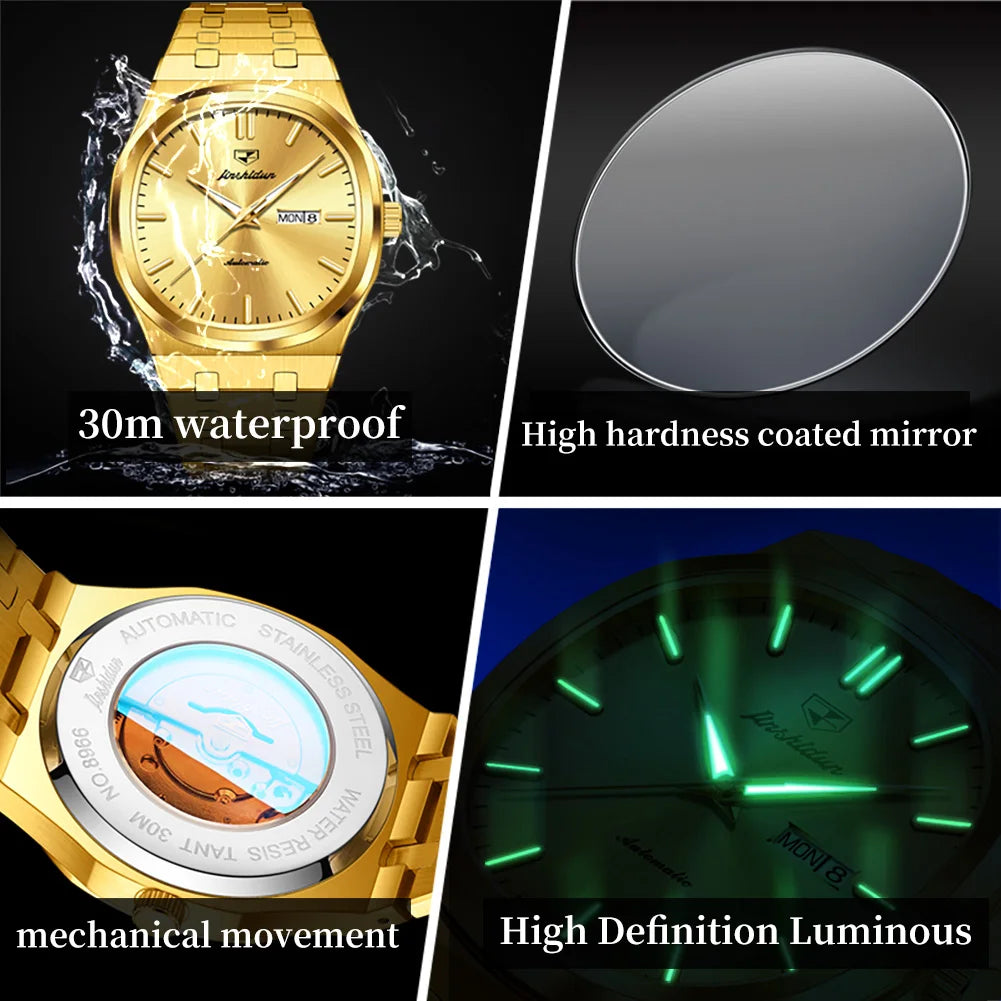 OUPINKE Automatic Mechanical Watch For Men Dual Calendar Waterproof