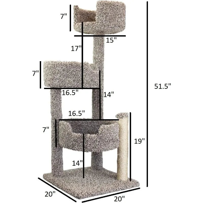 Real Wood Cat Tree With Carpeted Surface Speckled For Cats