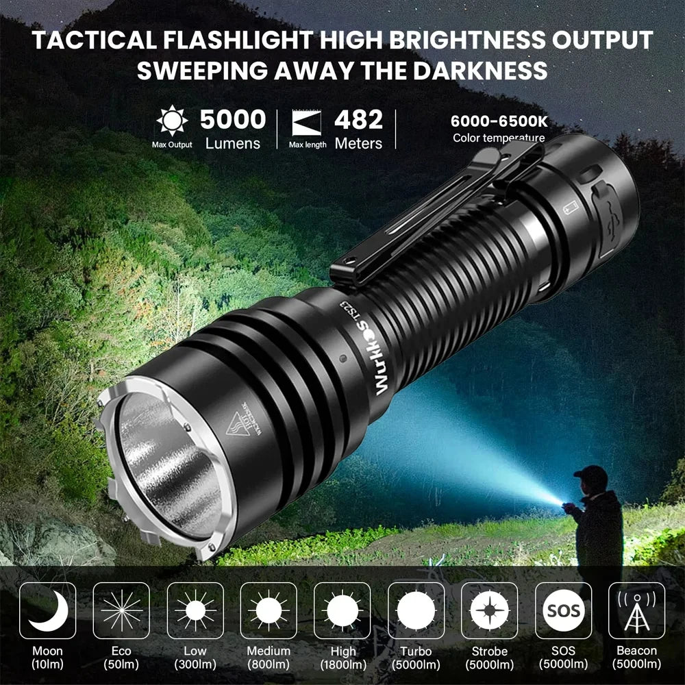 Wurkkos TS23 5000LM Ultra-Bright EDC Flashlight XHP70.3 HI