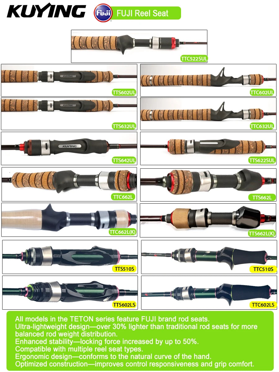KUYING TETON Spinning Casting Rod BFS Carbon Lure Rod
