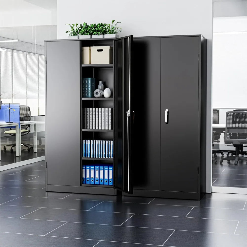 Metal Garage Storage Cabinet With Lock And Adjustable Shelves