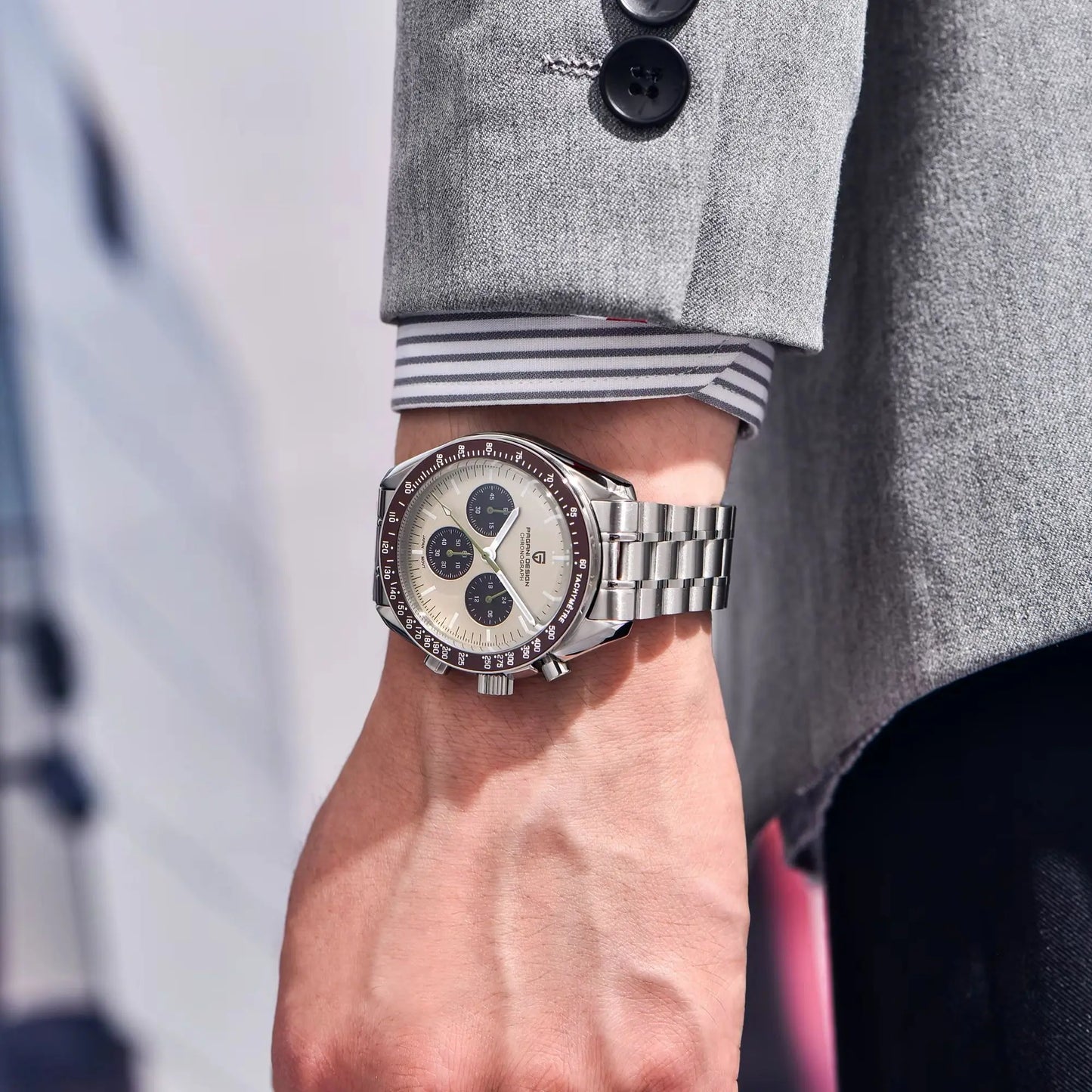 PAGANI DESIGN Saturn Mens Quartz Chronograph Watch AR Sapphire Crystal