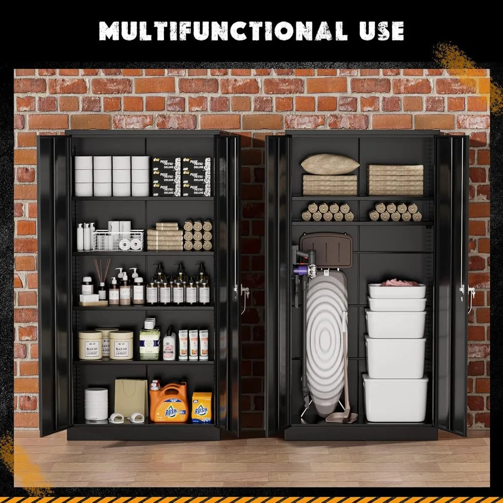 Metal Garage Storage Cabinet With Lock And Adjustable Shelves