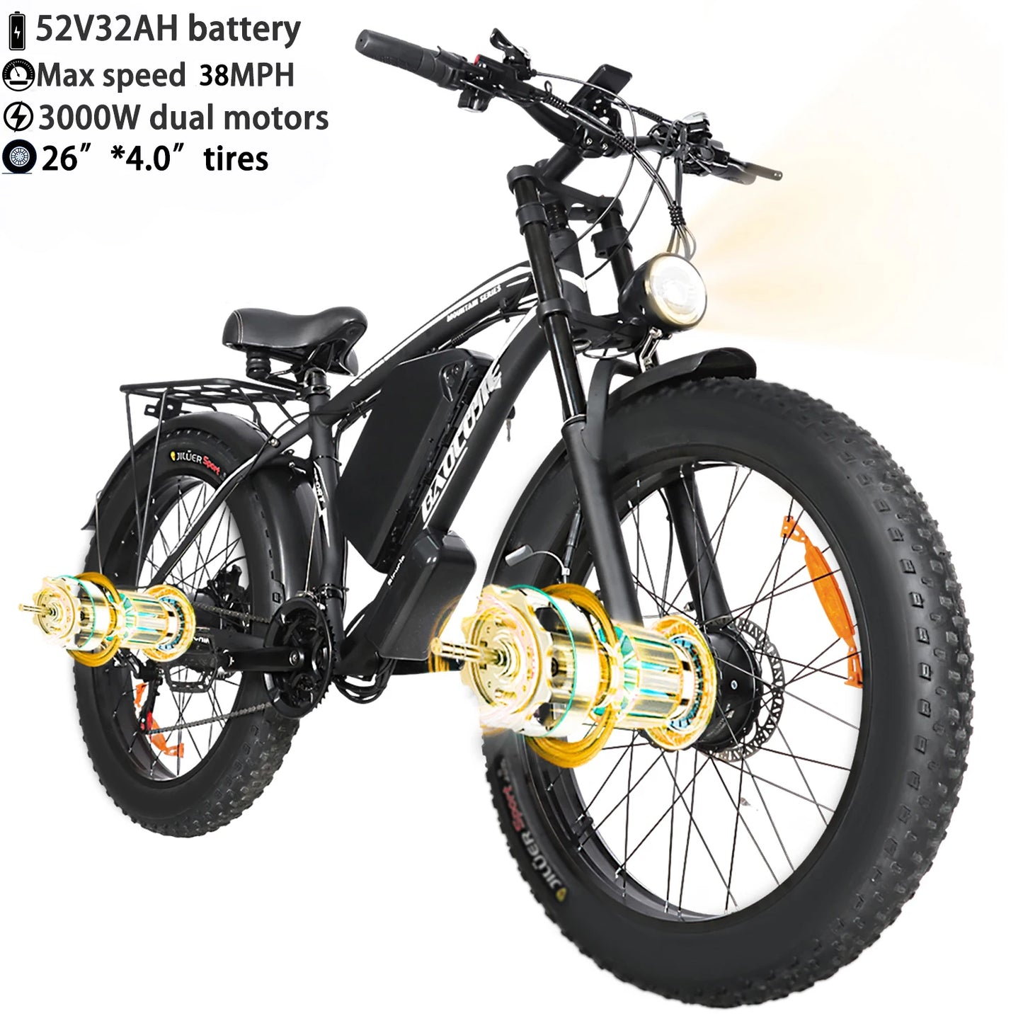 Baolujie Peak Dual Motor Electric Bicycle 3000W 5000W 48V