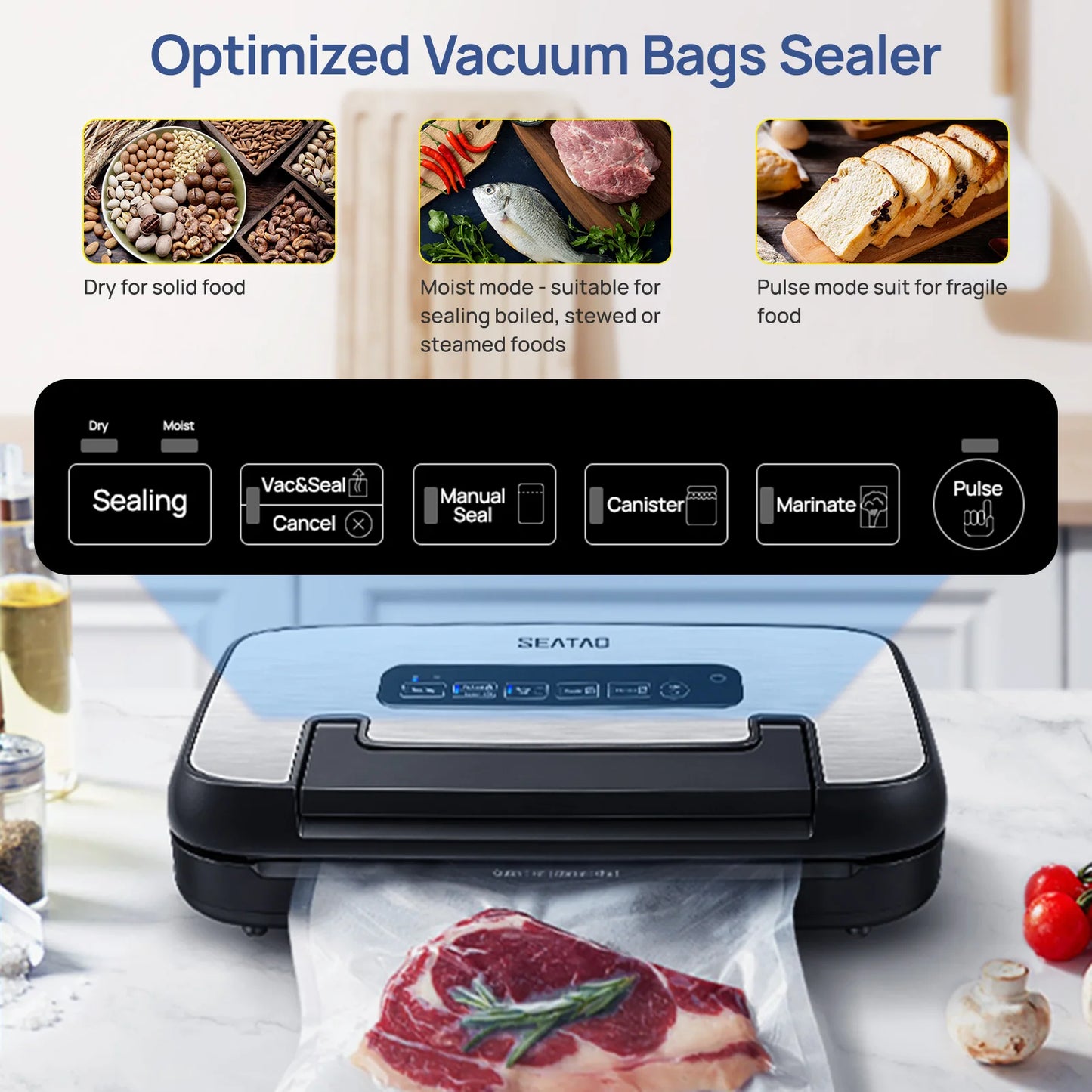 SEATAO VH5156 Vacuum Sealer With Built In Storage And Cutting