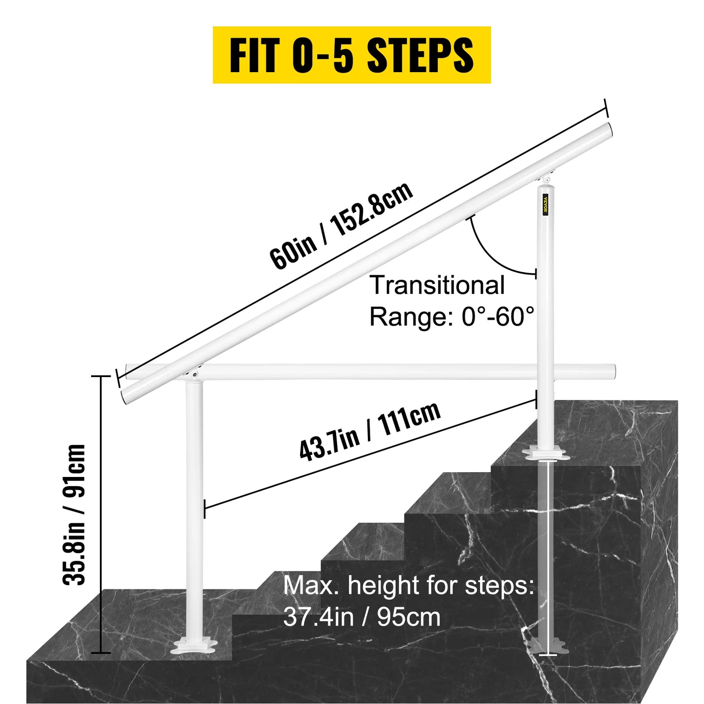 Aluminum Outdoor Stair Handrail Kit For Steps With Installation