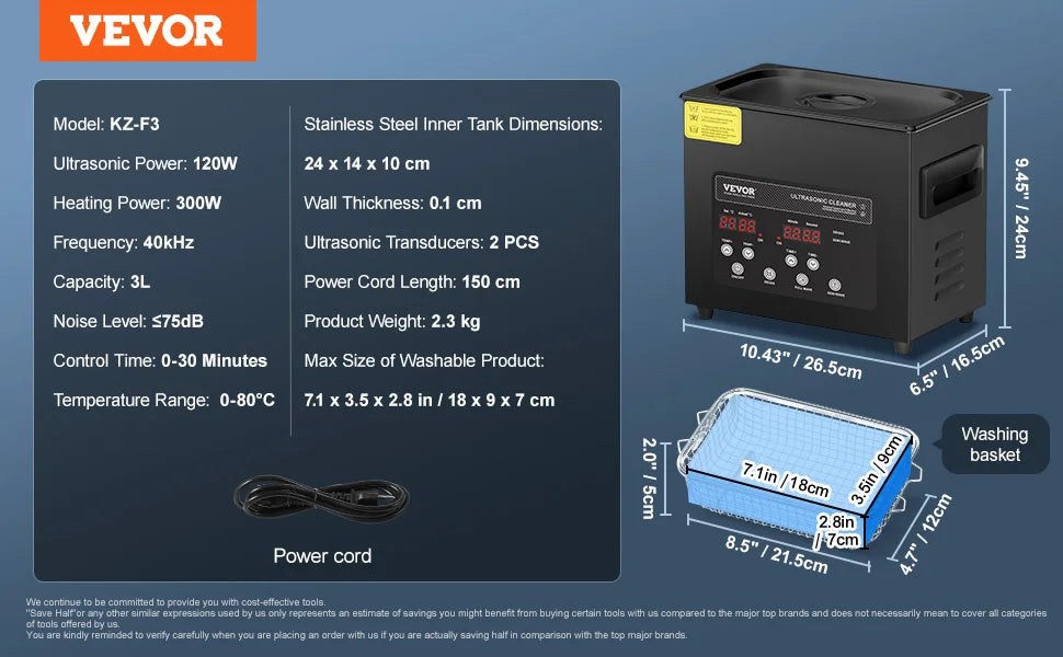 SucceBuy Ultrasonic Cleaner for Dishes and Home Use