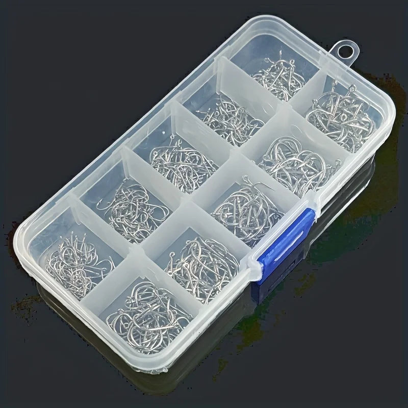 500 Pcs Barbed Fishing Hooks Set In High-Carbon Steel