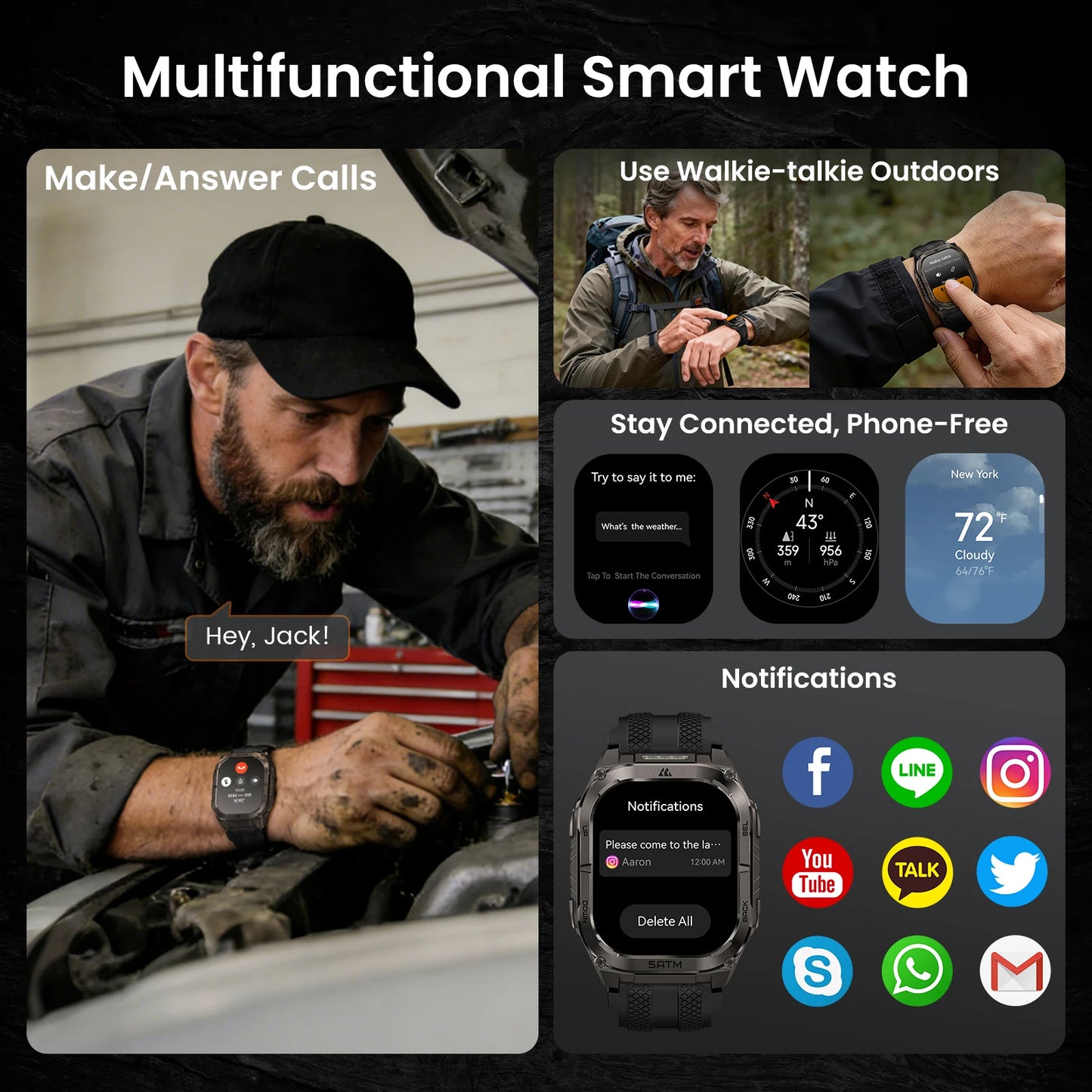 KOSPET Tank M4C Rugged Smartwatch For Men Military Grade GPS