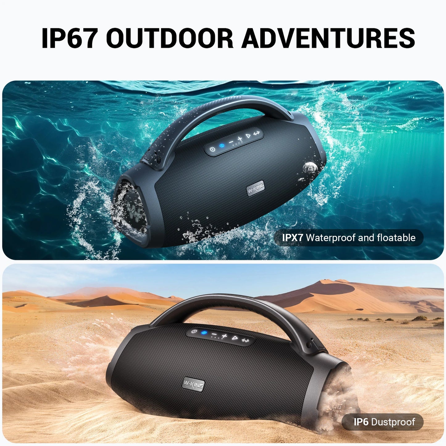 W-King 180W RMS Portable Bluetooth Speaker IPX7 Waterproof