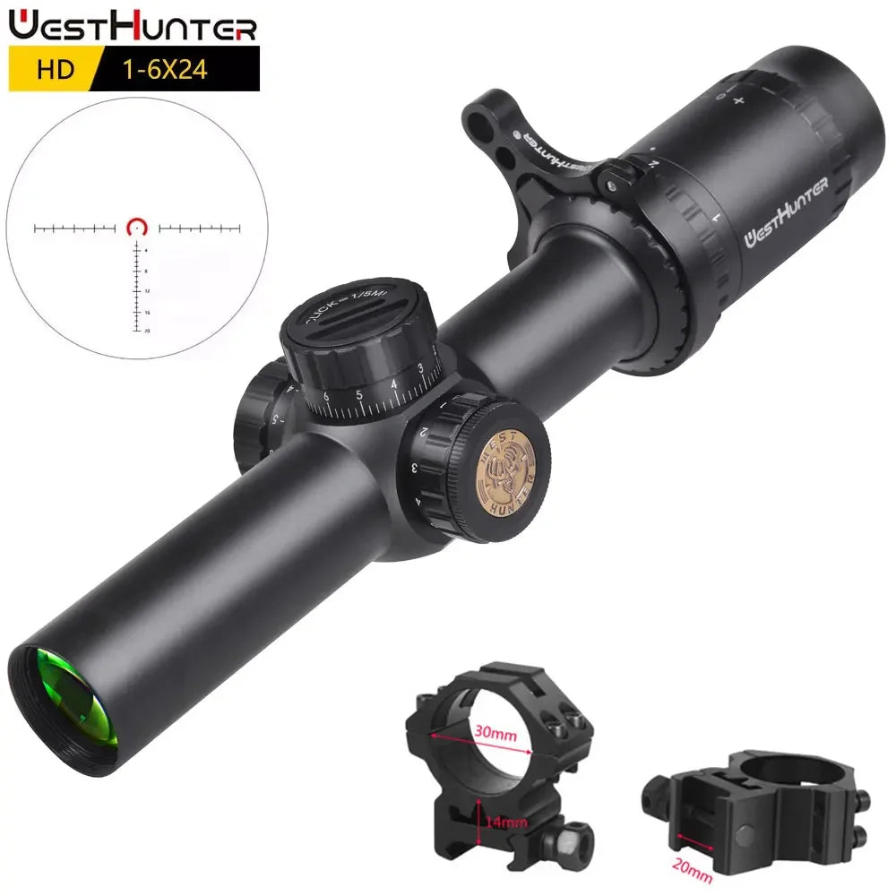 WestHunter HD 1-6x24 IR LPVO Riflescope With Red Green Illumination