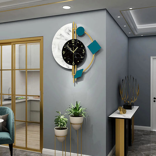 Marble Wall Clock Nordic Style Luxury Silent Battery Operated Mid Century