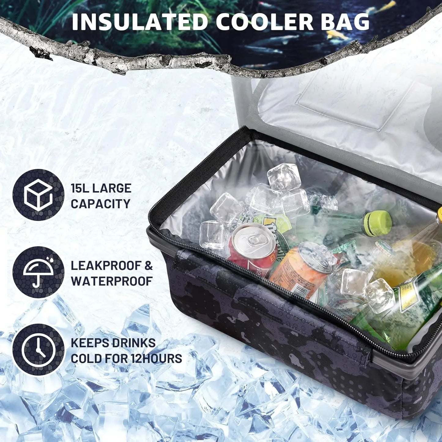 Heated Folding Fishing Chair With Rod Holder 350LBS Capacity