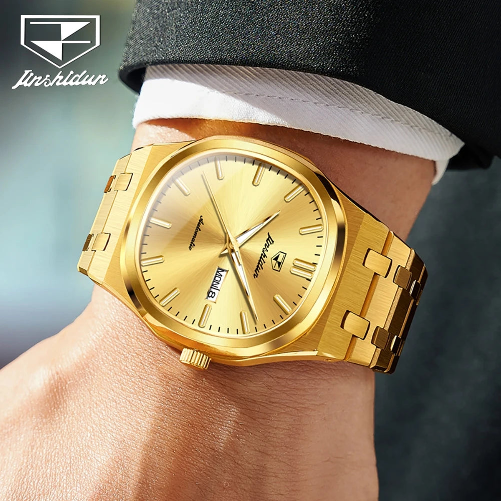 OUPINKE Automatic Mechanical Watch For Men Dual Calendar Waterproof