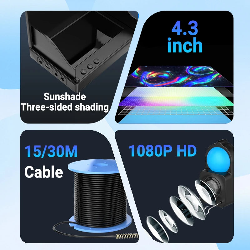 IP68 Waterproof Underwater Fishing Camera With Monitor Night Vision