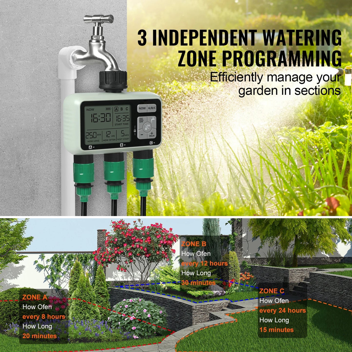 SucceBuy Water Timer 3 Independent Zones With LCD Display